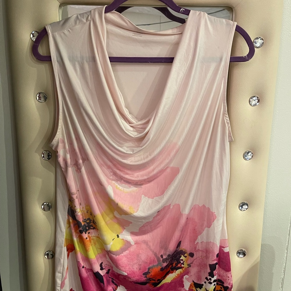 Pink floral print blouse
